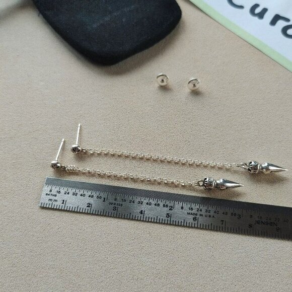 Chrome Hearts Spike Drop Earrings (Pair) 925 Sterling Silver - Picture 10 of 12